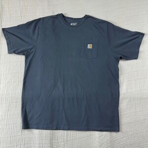 Carhartt Loose Fit Heavyweight Short Sleeve Pocket T Shirt Mens 2XL Tall Blue